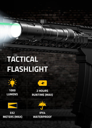 Green Laser Light Combo 1000 Lumens Tactical Flashlight