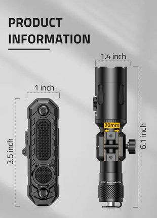 Green Laser Light Combo 1000 Lumens Tactical Flashlight Dimension