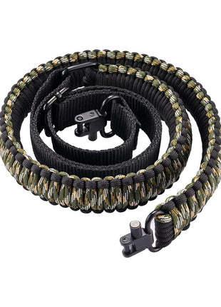 Camo Green 550 Paracord Sling Adjustable Length 2 Point Sling Rifle Paracord Strap for Outdoor