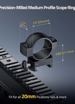 Precision-milled Medium Profile Scope Rings