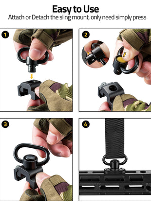 Easy to Attach Sling Mount Lightweight Sling Swivel with Push Button
