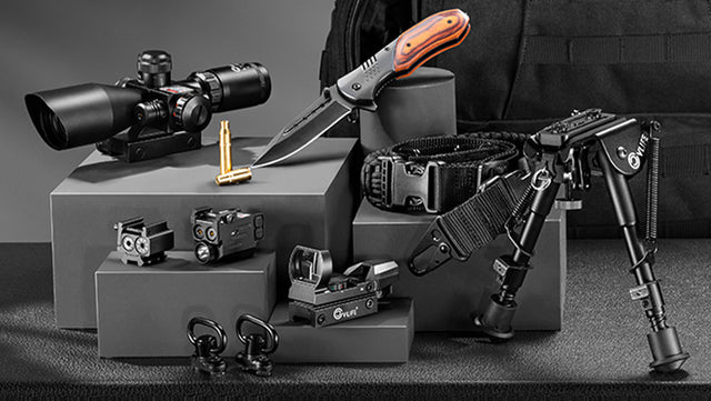 Rifle Scopes, Bore Sights, Dot Sights, Bipods, Knives, Gun Sling, Sling Swivels and More Hunting Accessories