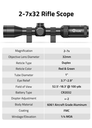 2-7x32 Rifle Scope