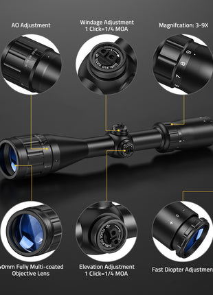 Precise Elevation & Windage Adjustment Turrets For Shooting Scope