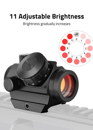 The red dot sight with 11 adjustable brightness settings