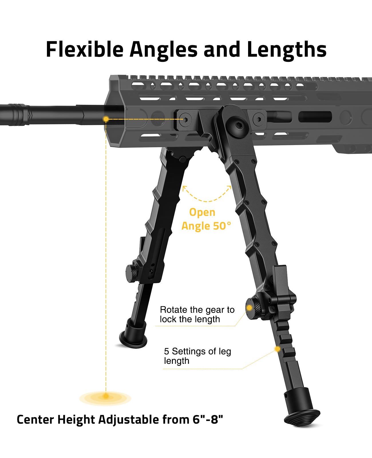 6-9 pouces Bipied Hauteur Réglable fusil de chasse Sniper bipied Sling 6-9 pouces Bipied Hauteur Réglable fusil de chasse Sniper bipied Sling