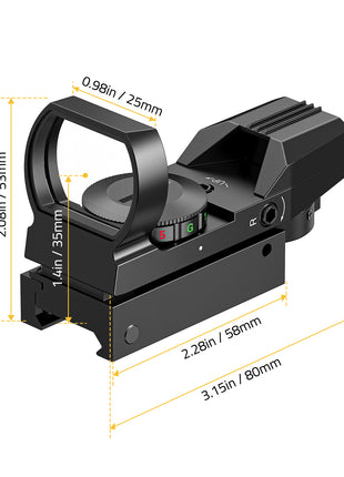 The size of the red dot sight