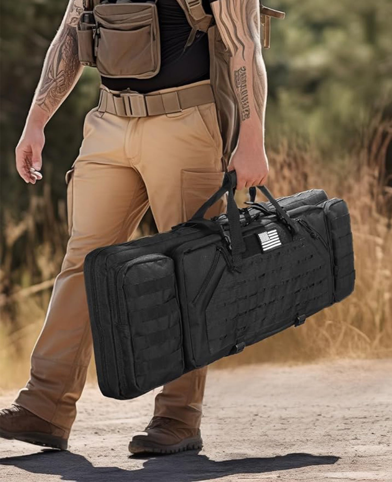 Fodero Tattico Per Fucile – Soft Case 19″ Tracolla – Borse Molle – Poliestere Nero - Foto 2