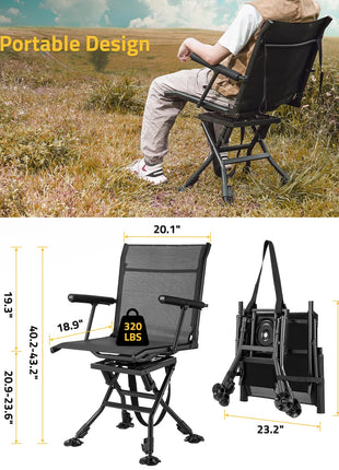 Portable design - 360 Degree Silent Swivel Hunting Chair for Blind and Camping