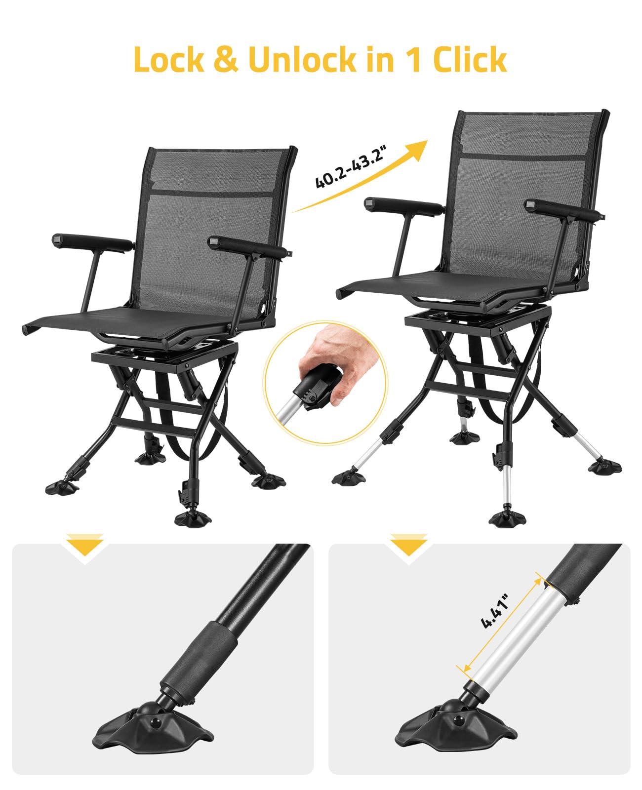 CVLIFE 360° Swivel Hunting Chair for Blind and Camping