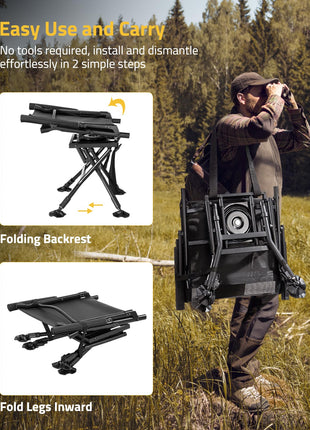 Easy use and carry - 360 Degree Silent Swivel Hunting Chair for Blind and Camping