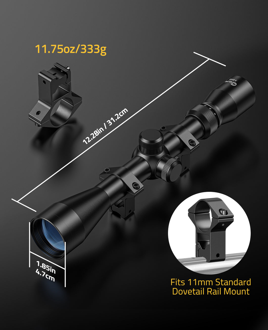 CVLIFE FoxSpook 3-9x40 R4 Reticle Crosshair Scope - Global