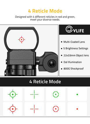 The Red Dot Sight with 4 Reticle Mode