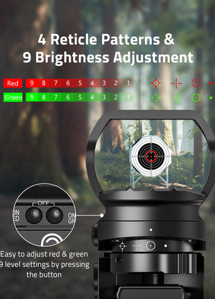 The red dot scope with adjustable 9 level settings