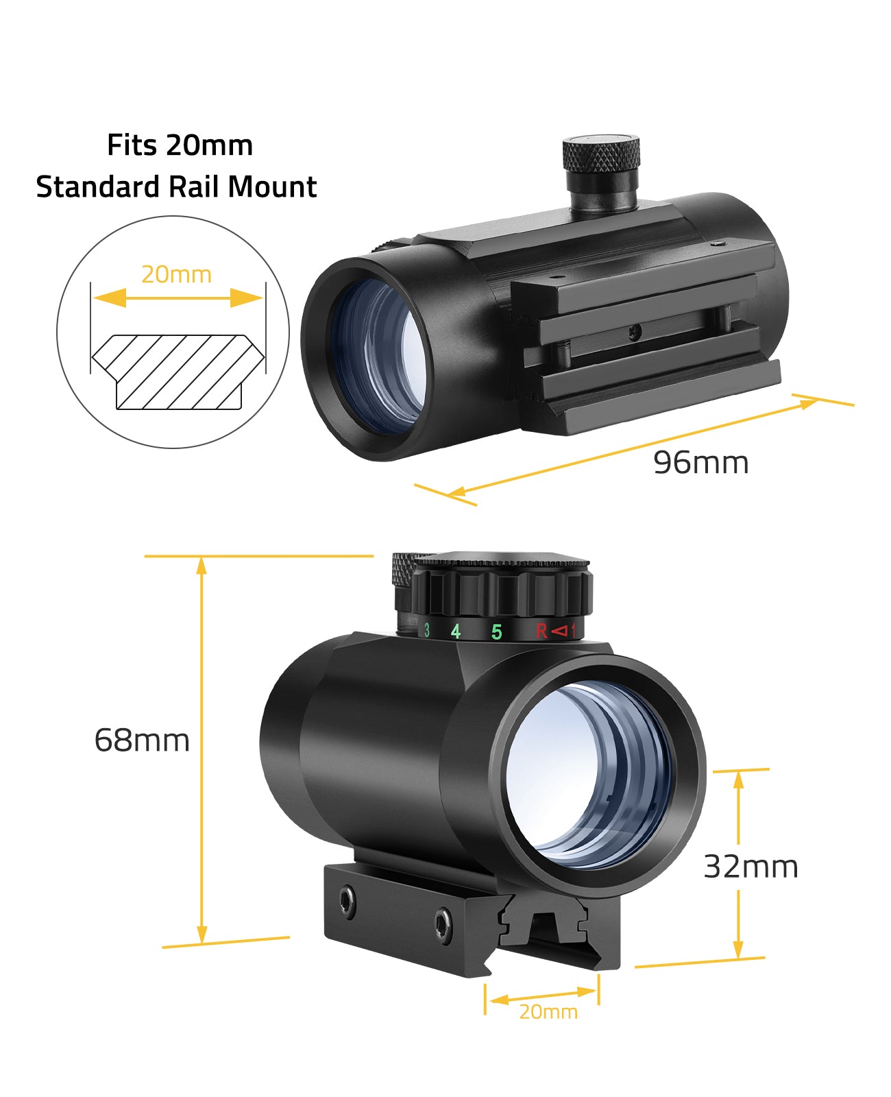 E-Tactical 556 558 Red Green Dot Holographic Sight Scope Hunting Red Dot  Reflex