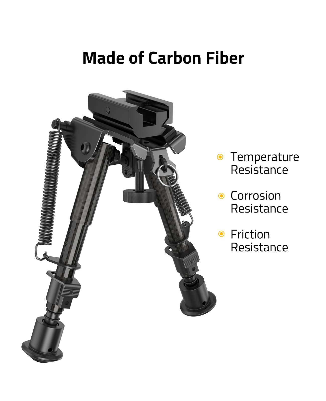 Bipiede In Fibra Di Carbonio Per Fucili - Regolabile Da 6 A 9 Pollici, Attacco Picatinny, Sgancio Rapido - Foto 7