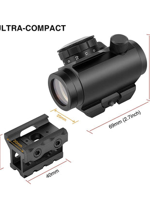 The size of the red dot sight