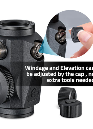 The red dot sight with windage and elevation to adjusted