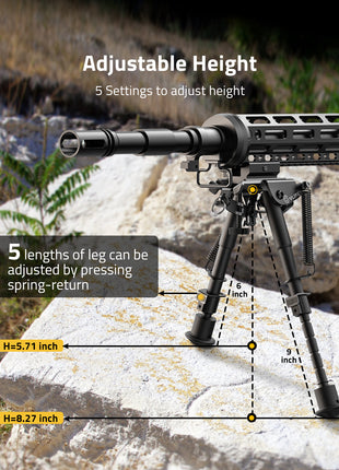 5 Settings to adjust height of the bipod