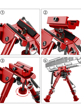 The installation steps of the picatinny bipod