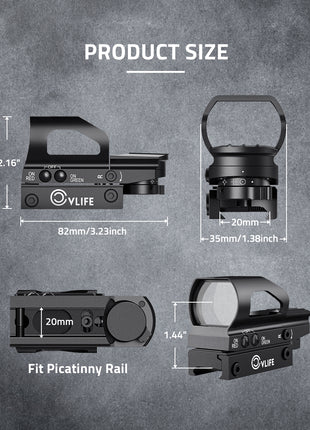 The size of the red dot sight