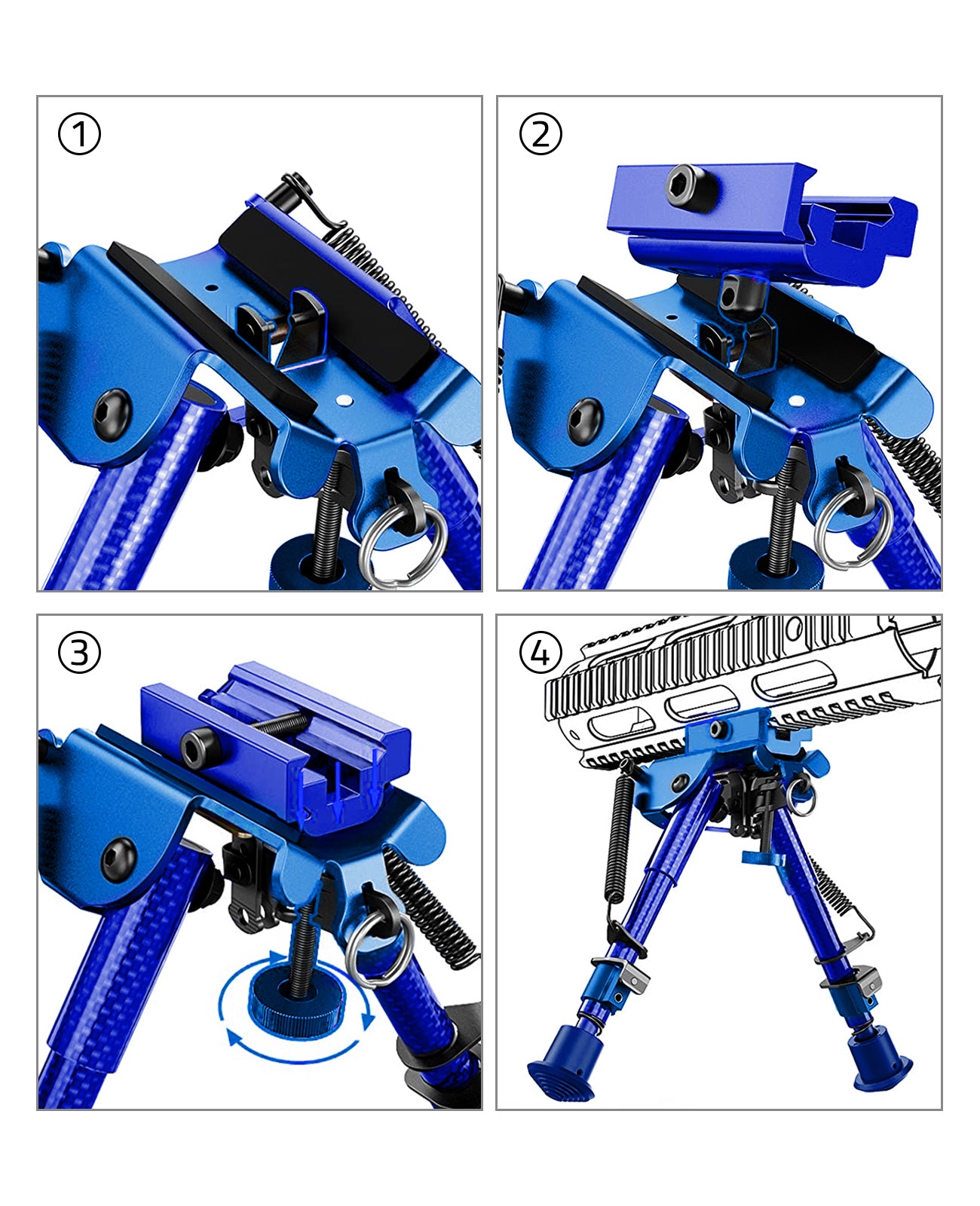 Bipod Per Fucile CYBERDAX V8 - Pieghevole Con Guida Picatinny | Regolabile E Leggero - Foto 9