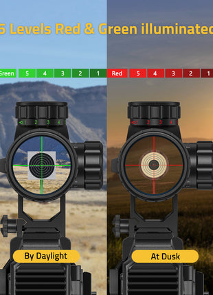 5 Levels Red & Green Illuminated Rifle Scope For Shooting