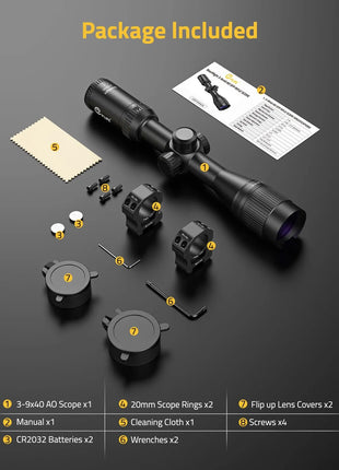 CVLIFE BearMight HD 3-9x40 AO Rifle Scope for Hunting
