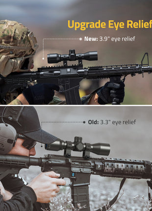 3.9" eye relief of the rifle scopes