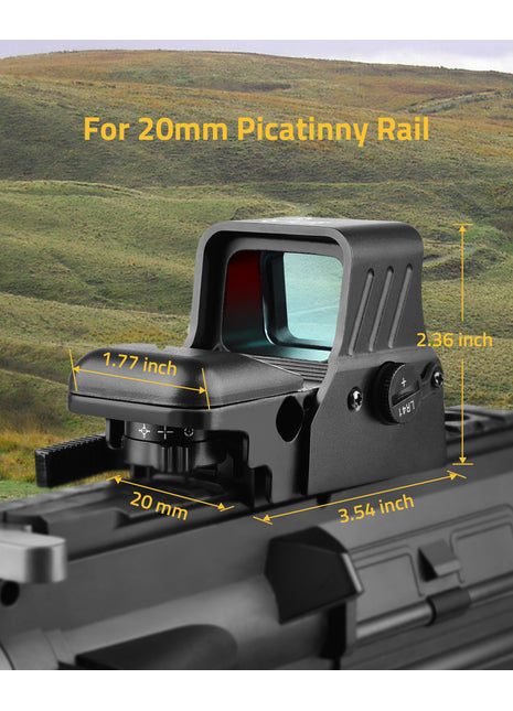 The red dot sight fits 20mm picatinny rail