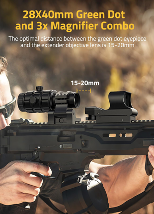 28X40mm Green Dot and 3x Magnifier Combo