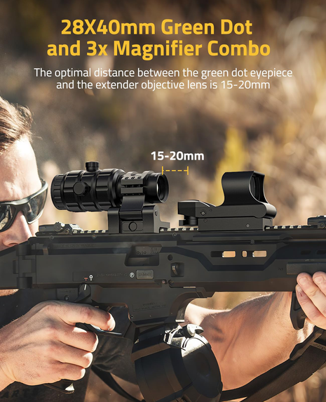 28X40mm Green Dot and 3x Magnifier Combo