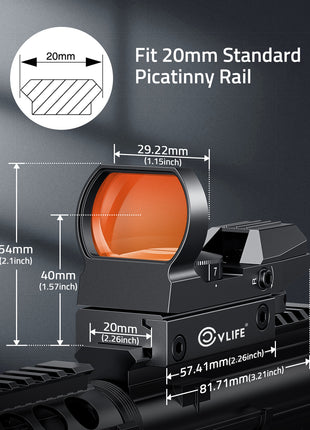 The red dot sight fit 20mm picatinny rail