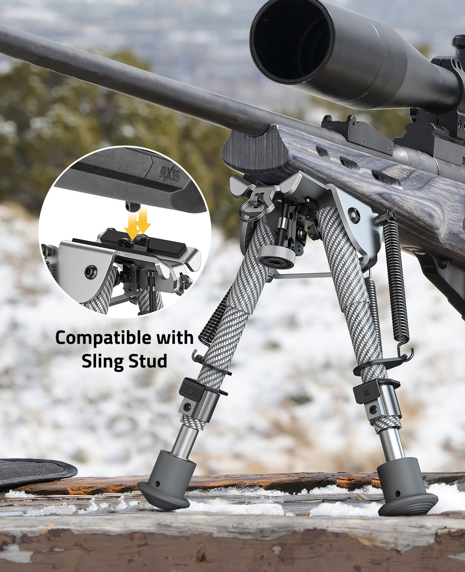 Cvlife 69 Inches Carbon Fiber Silver Bipod Picatinny Bipod with Adapt