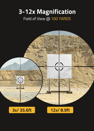 CVLIFE JackalHowl 3-12x44 AO Rifle Scope with Locking Turret