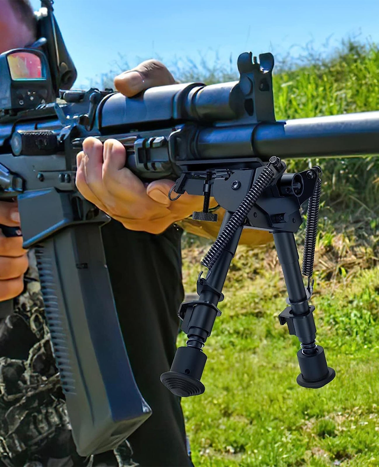 6-9-13-27" Harris Style Rifle Bipod – 180° Swivel & Tilt, Quick Detach, Steel
