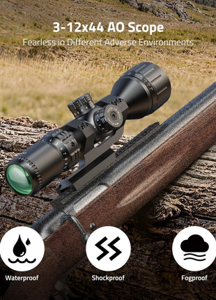 CVLIFE JackalHowl 3-12x44 AO Rifle Scope with Locking Turret
