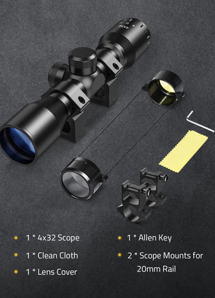 Scope & Clean Cloth & Lens Cover & Allen Key &  Mounts