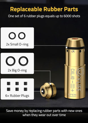 CVLIFE .40 Laser Training Cartridge with 3 Sets of Batteries for Dry Fire Training, Including Rubber Plugs and Spare O-Rings