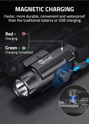 CVLIFE 1500 Lumens Pistol Flashlight With Magnetic Charging