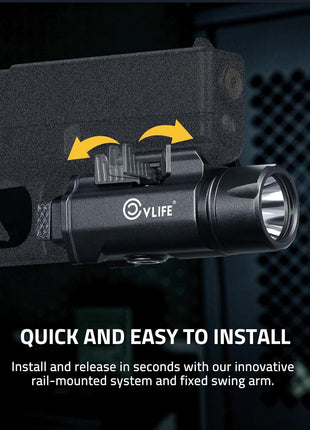 The CVLIFE 1500 Lumens Pistol Flashlight Quick and Easy to Install