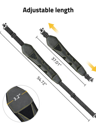 The adjustable length of the rifle sling 
