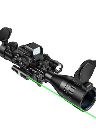 CVLIFE 4-16x50 AO Tactical Rifle Scope Dual Illuminated Optics & Illuminated Reflex Sight 4 Holographic Reticle Red/Green Dot Sight