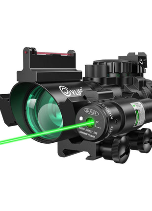 CVLIFE 4x32 Prism Tactical Compact Rifle Scope with Green Laser