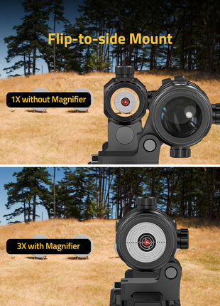 Flip-to-side Mount Features of Red Dot Sight with 3X Magnifier Combo
