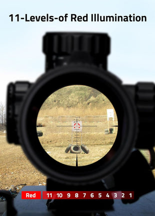 1-8x24 Rifle Scope with 11 Levels Of Red Illumination
