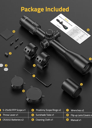 The Package of CVLIFE BearPower 5-25x50 FFP Scope