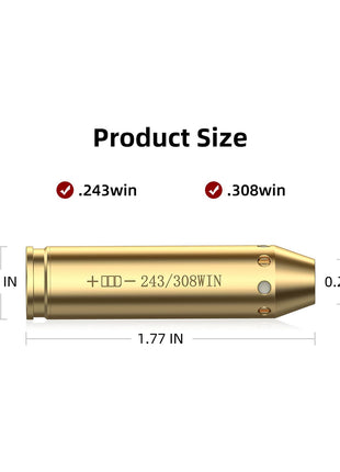 The Size of CVLIFE Bore Sight .243 308 Red Laser Boresighter 