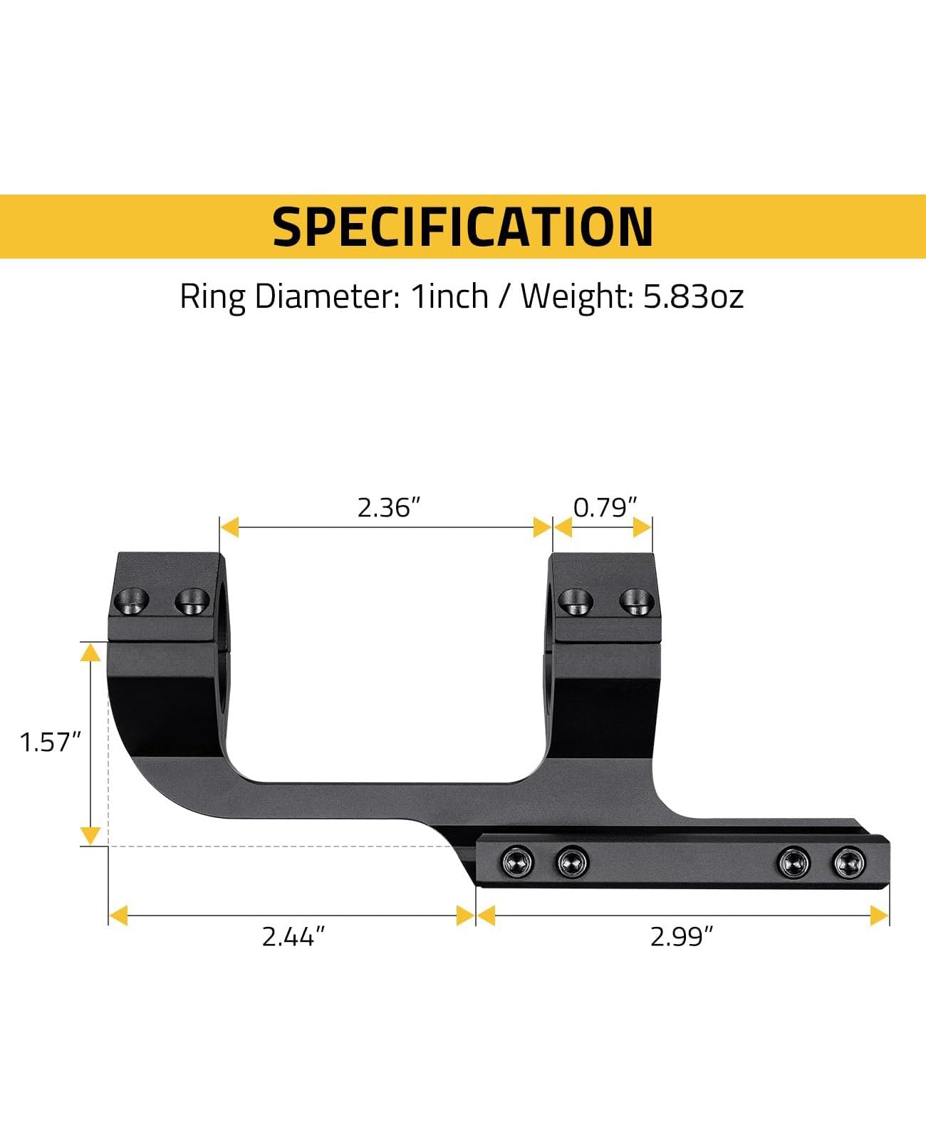 CVLIFE Cantilever Scope Mounts 1 inch | Offset Dual Ring One-Piece Sco