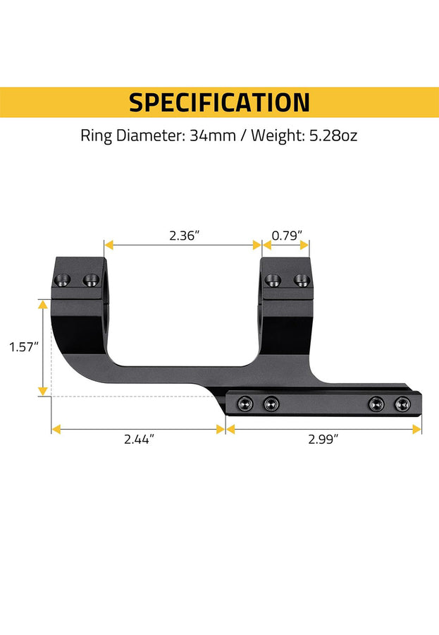 CVLIFE 34mm Cantilever Scope Mounts, Offset Dual Ring One-Piece Scope